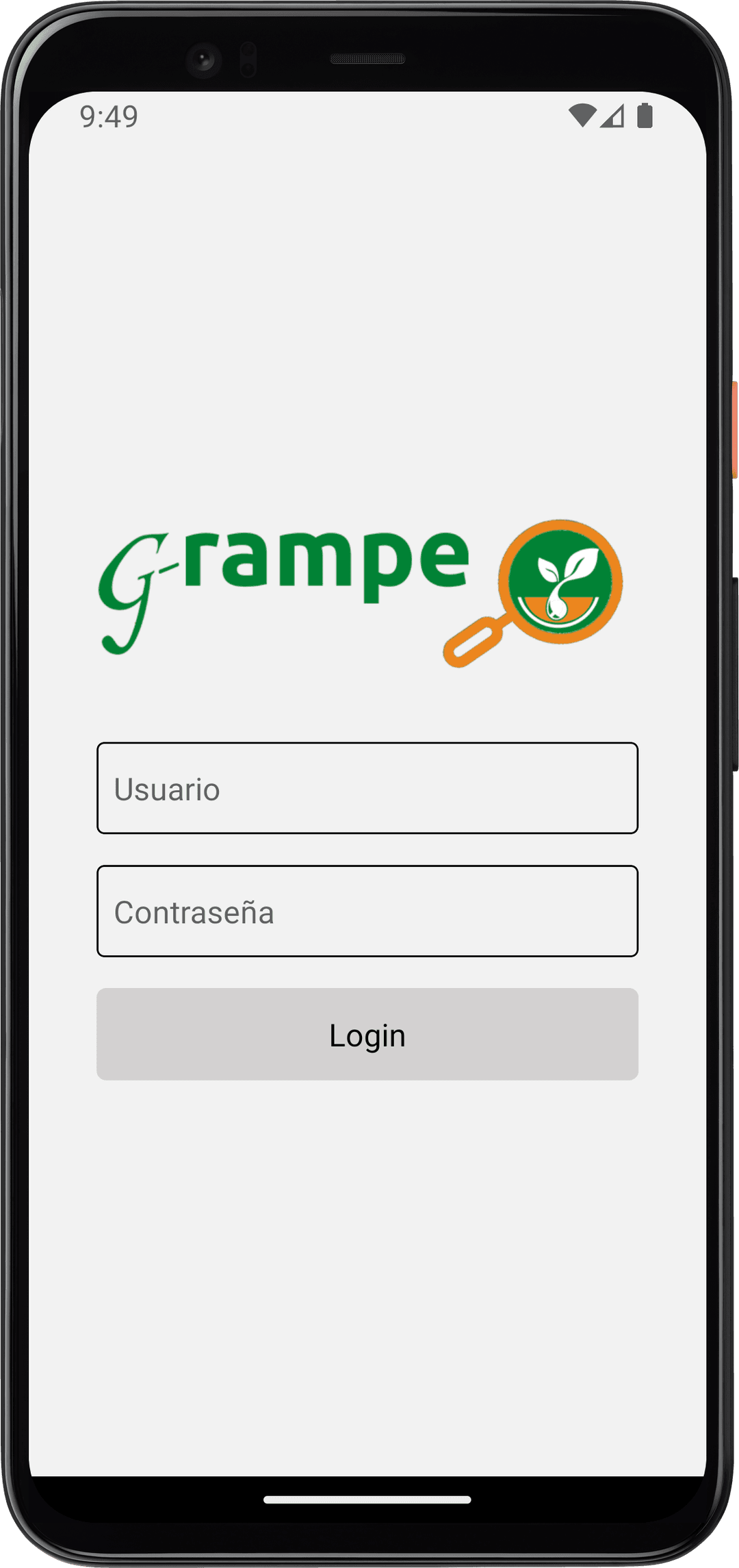 Pantalla de acceso a la aplicación en Android